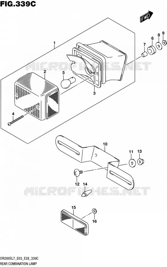 ENSEMBLE FEU ARRIERE (DR200SL7 E33) Suzuki MOTO 200 DR 2017  DR200S L7 (E03,E28,E33)