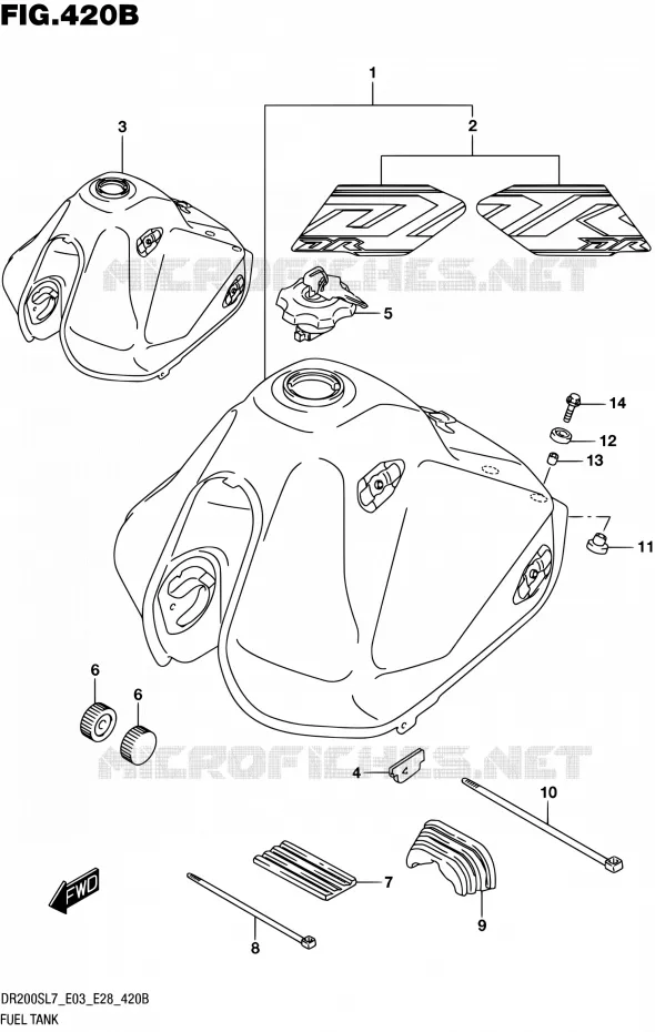 RESERVOIR D'ESSENCE (DR200SL7 E28) Suzuki MOTO 200 DR 2017  DR200S L7 (E03,E28,E33)