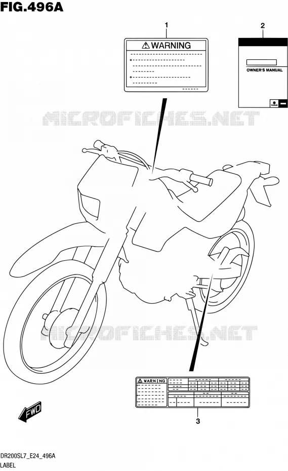 ETIQUETTE Suzuki MOTO 200 DR 2017  DR200S L7 (E24)