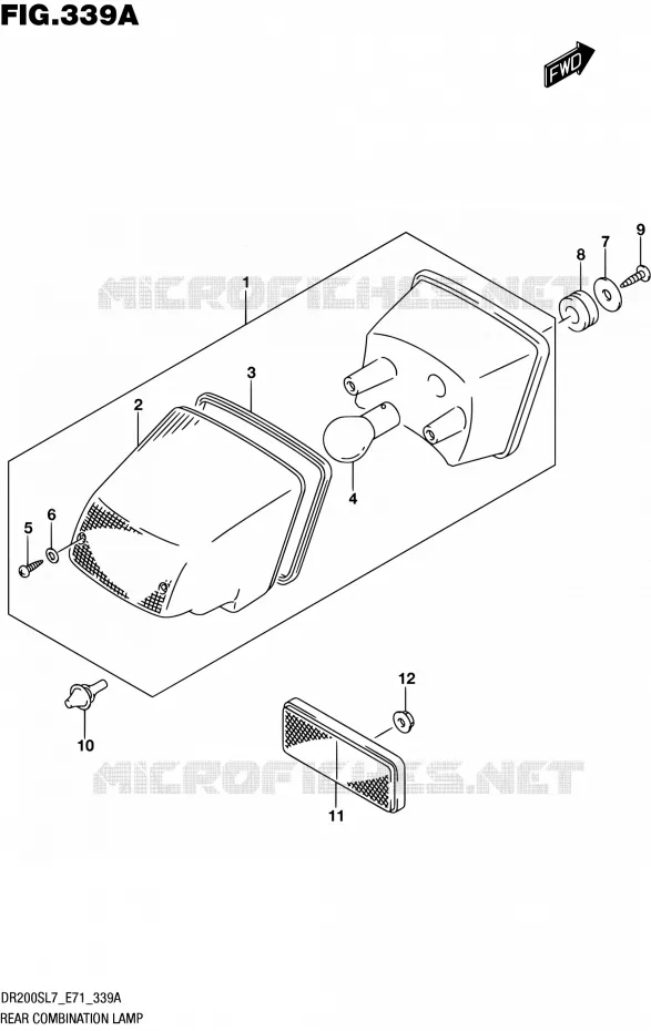 ENSEMBLE FEU ARRIERE Suzuki MOTO 200 DR 2017  DR200S L7 (E71)