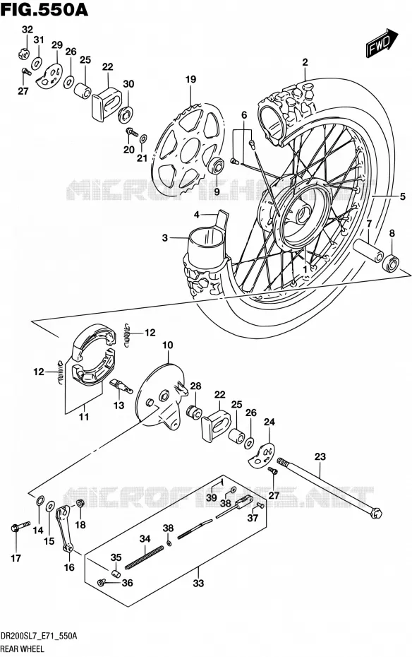 ROUE ARRIERE Suzuki MOTO 200 DR 2017  DR200S L7 (E71)