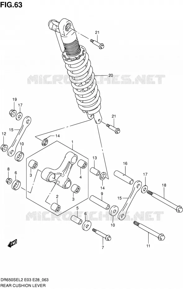 BIELLETTE D'AMORTISSEUR (DR650SEL2 E03) Suzuki MOTO 650 DR 2012  DR650SE L2 (E03,E28,E33)