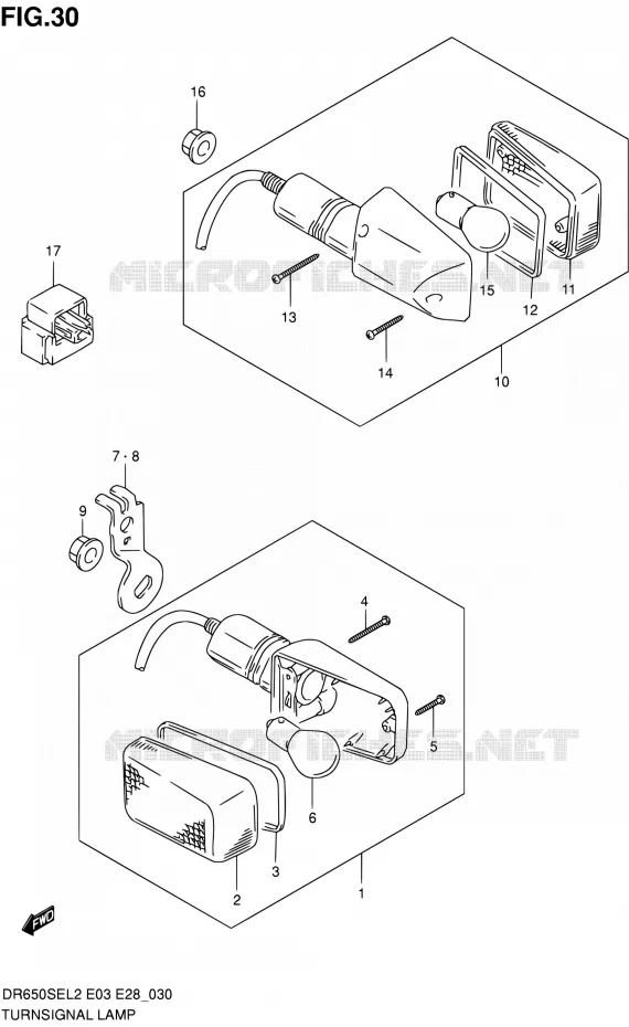 CLIGNOTANTS Suzuki MOTO 650 DR 2012  DR650SE L2 (E03,E28,E33)