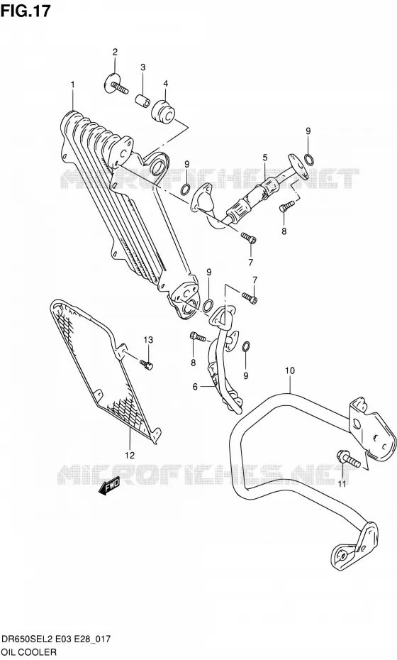 RADIATEUR D'HUILE Suzuki MOTO 650 DR 2012  DR650SE L2 (E03,E28,E33)