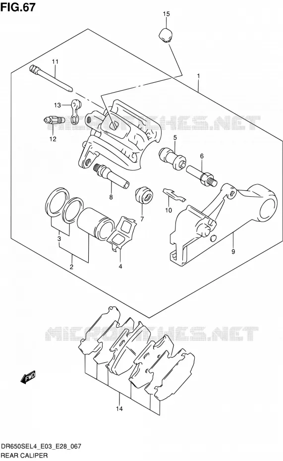 ETRIER DE FREIN ARRIERE Suzuki MOTO 650 DR 2014  DR650SE L4 (E03,E28,E33)