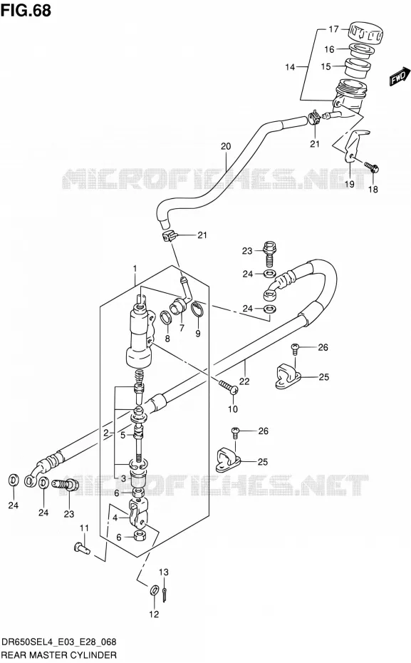 MAITRE CYLINDRE ARRIERE Suzuki MOTO 650 DR 2014  DR650SE L4 (E03,E28,E33)
