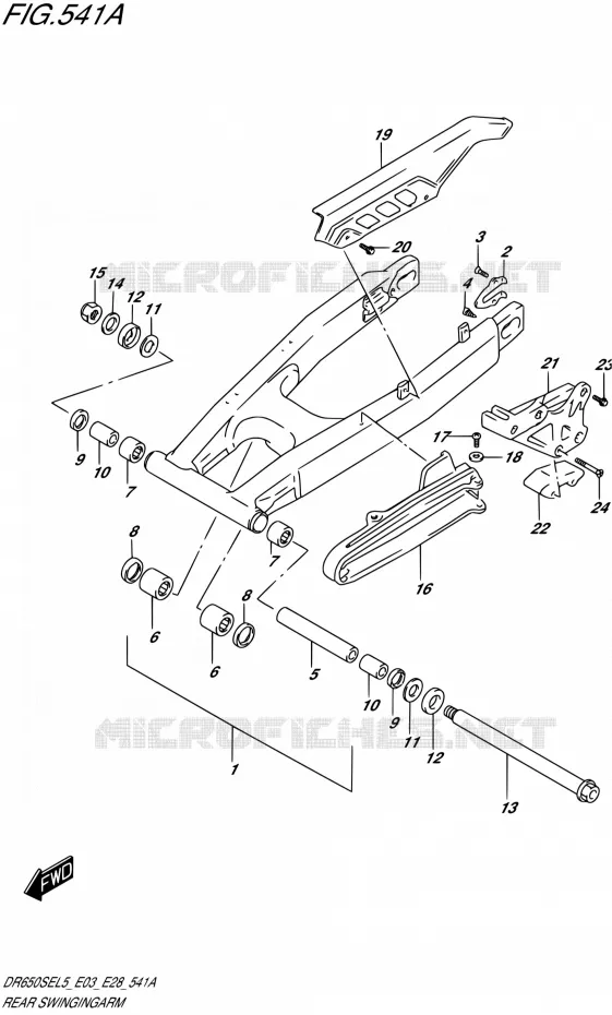 BRAS OSCILLANT ARRIERE Suzuki MOTO 650 DR 2015  DR650SE L5 (E03,E28,E33)