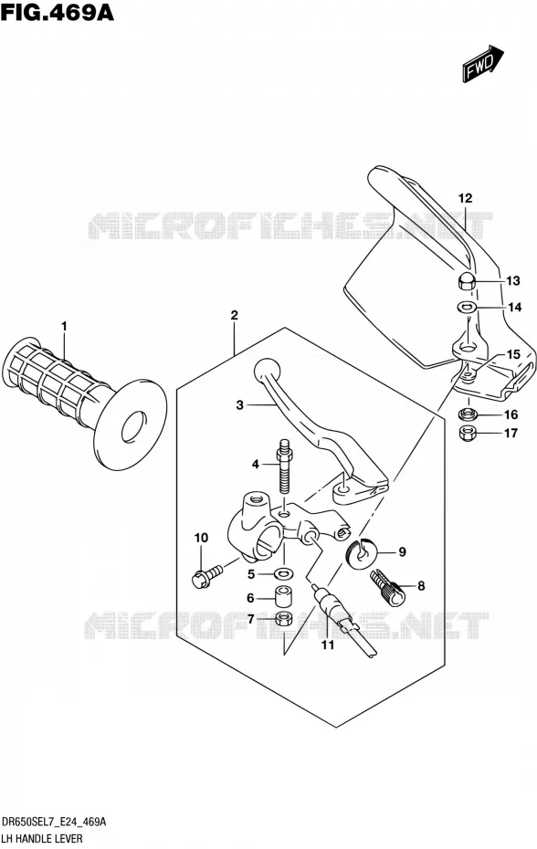 ENSEMBLE LEVIER - POIGNEE GAUCHE Suzuki MOTO 650 DR 2017  DR650SE L7 (E24)