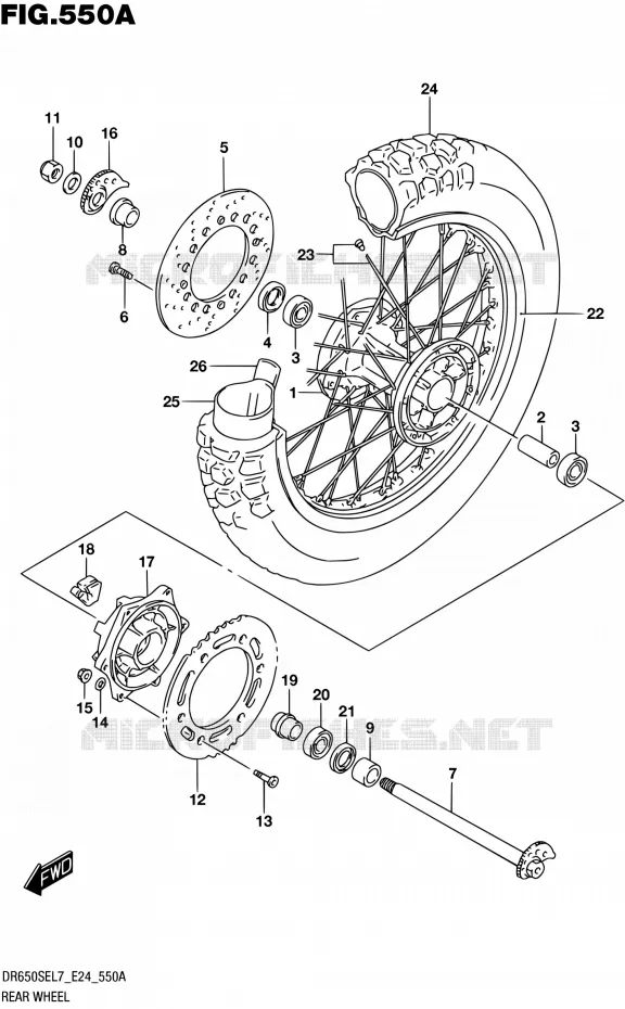 ROUE ARRIERE Suzuki MOTO 650 DR 2017  DR650SE L7 (E24)