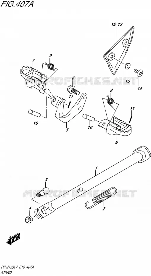 BEQUILLE Suzuki MOTO 125 DR-Z 2017  DR-Z125 L7 (E19)