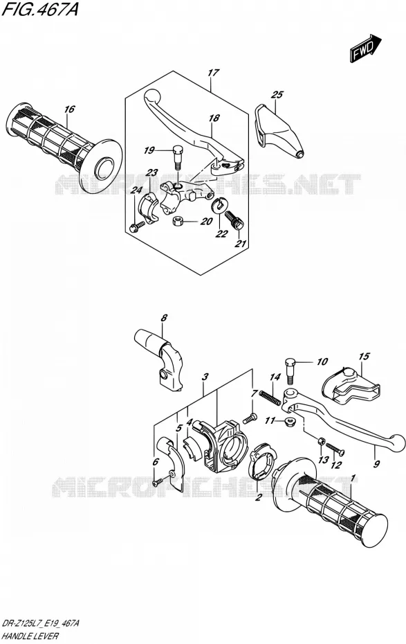 ENSEMBLE LEVIERS - POIGNEES Suzuki MOTO 125 DR-Z 2017  DR-Z125 L7 (E19)