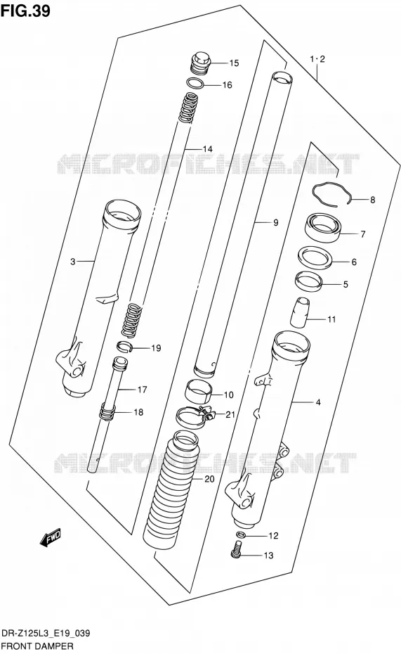 AMORTISSEUR AVANT (DR-Z125LL3_E19) Suzuki MOTO 125 DR-Z 2013  DR-Z125L L3 (E19)