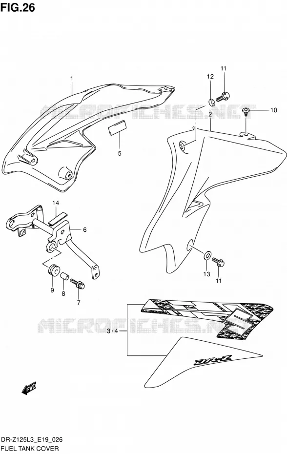 RESERVOIR D'ESSENCE - COUVERCLES Suzuki MOTO 125 DR-Z 2013  DR-Z125L L3 (E19)