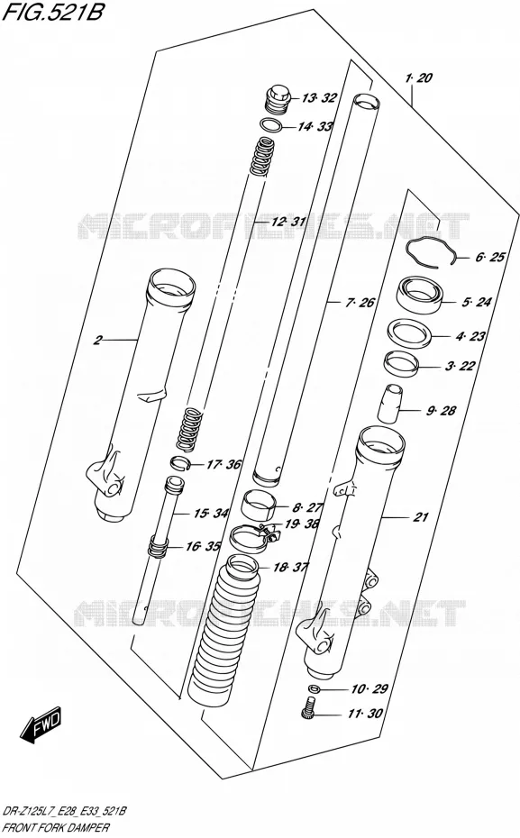 FOURCHE (DR-Z125L E28) Suzuki MOTO 125 DR-Z 2017  DR-Z125L L7 (E28,E33)