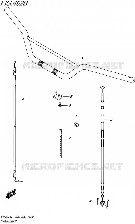 GUIDON (DR-Z125L E28) Suzuki MOTO 125 DR-Z 2017  DR-Z125L L7 (E28,E33)