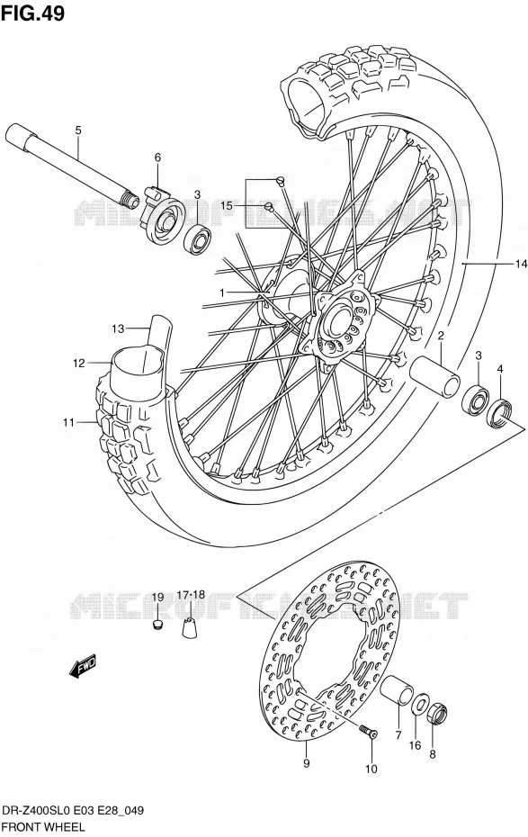 ROUE AVANT Suzuki MOTO 400 DR-Z 2010  DR-Z400S L0 (E03,E28,E33)