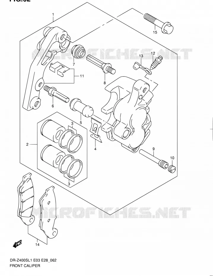 ETRIER DE FREIN AVANT Suzuki MOTO 400 DR-Z 2011  DR-Z400S L1 (E03,E28,E33)