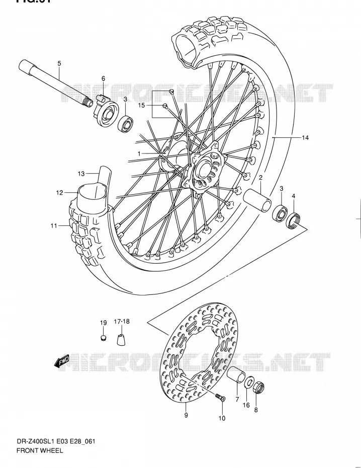 ROUE AVANT Suzuki MOTO 400 DR-Z 2011  DR-Z400S L1 (E03,E28,E33)