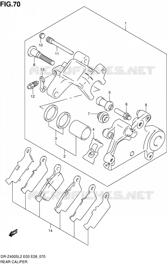 ETRIER DE FREIN ARRIERE Suzuki MOTO 400 DR-Z 2012  DR-Z400S L2 (E03,E28,E33)