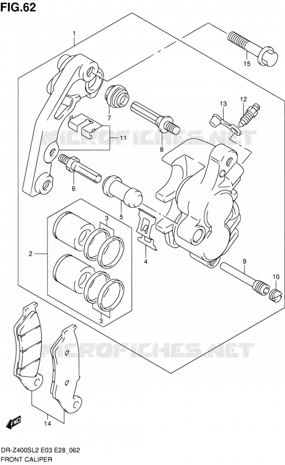ETRIER DE FREIN AVANT Suzuki MOTO 400 DR-Z 2012  DR-Z400S L2 (E03,E28,E33)