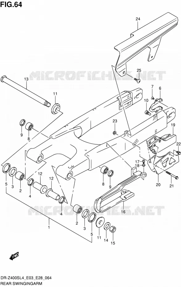 BRAS OSCILLANT ARRIERE Suzuki MOTO 400 DR-Z 2014  DR-Z400S L4 (E03,E28,E33)