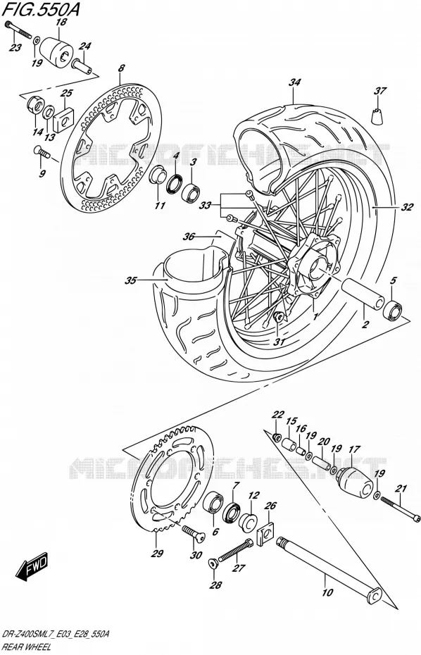 ROUE ARRIERE Suzuki MOTO 400 DR-ZSM 2017  DR-Z400SM L7 (E03,E28,E33)