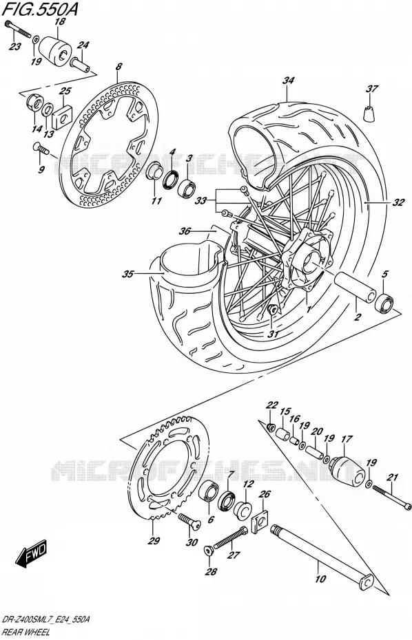 ROUE ARRIERE Suzuki MOTO 400 DR-ZSM 2017  DR-Z400SM L7 (E24)