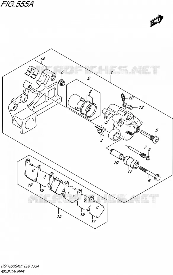 ETRIER DE FREIN ARRIERE Suzuki MOTO 1250 BANDIT-S 2016  GSF1250SA L6 (E03,E28,E33)
