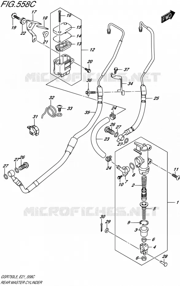 MAITRE CYLINDRE ARRIERE (GSR750AL5 E21) Suzuki MOTO 750 GSR 2015  GSR750UE L5 (E21)