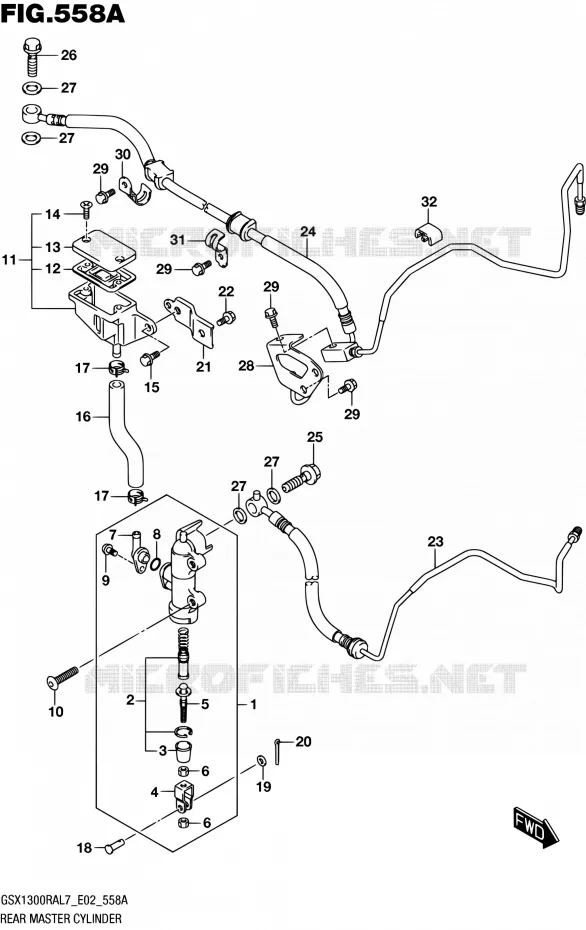 MAITRE CYLINDRE ARRIERE (GSX1300RAL7 E02) Suzuki MOTO 1300 HAYABUSA 2017  GSX1300RA L7 (E02)