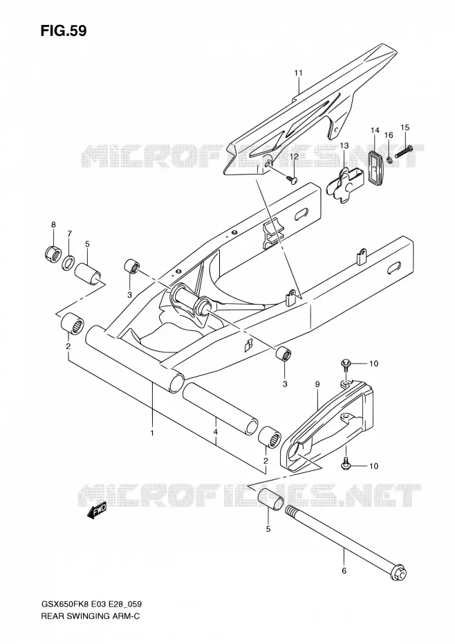 BRAS OSCILLANT ARRIERE Suzuki MOTO 650 GSX-F 2010  GSX650F L0 (E03,E28,E33)
