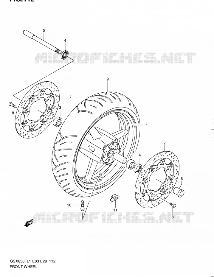 ROUE AVANT (GSX650FL1 E33) Suzuki MOTO 650 GSX-F 2011  GSX650F L1 (E03,E28,E33)