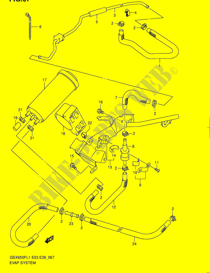 SYSTÈME DE RECYCLAGE VAPEURS CARBURANT (GSX650FAL1 E33) pour Suzuki GSX-F 650 2011
