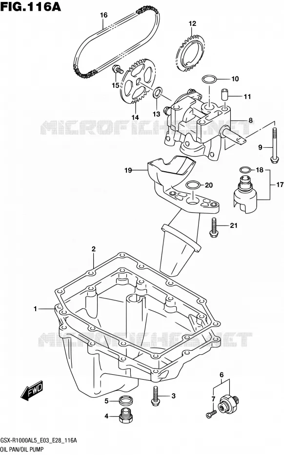 CARTER INFERIEUR - POMPE A HUILE Suzuki MOTO 1000 GSX-R 2015  GSX-R1000A L5 (E03,E28,E33)