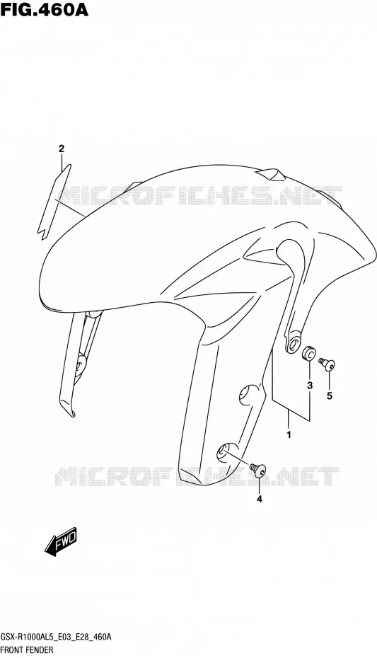 GARDE BOUE AVANT Suzuki MOTO 1000 GSX-R 2015  GSX-R1000A L5 (E03,E28,E33)