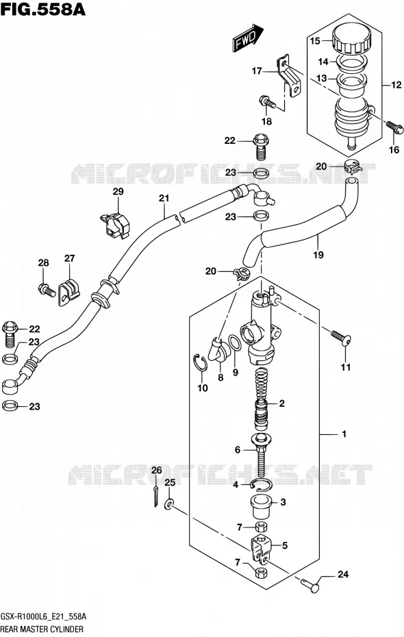 MAITRE CYLINDRE ARRIERE (GSX-R1000L6 E21) Suzuki MOTO 1000 GSX-R 2016  GSX-R1000A L6 (E21)