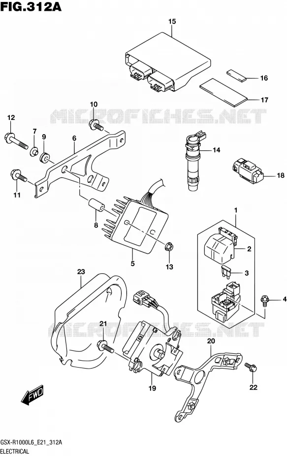 PARTIE ELECTRIQUE (GSX-R1000L6 E21) Suzuki MOTO 1000 GSX-R 2016  GSX-R1000A L6 (E21)