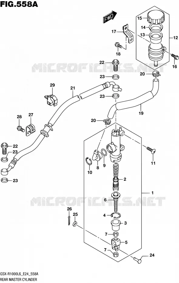 MAITRE CYLINDRE ARRIERE (GSX-R1000L6 E24) Suzuki MOTO 1000 GSX-R 2016  GSX-R1000A L6 (E24)