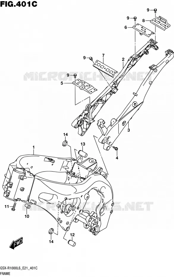 CADRE (GSX-R1000UFL6 E21) Suzuki MOTO 1000 GSX-R 2016  GSX-R1000AUF L6 (E21)