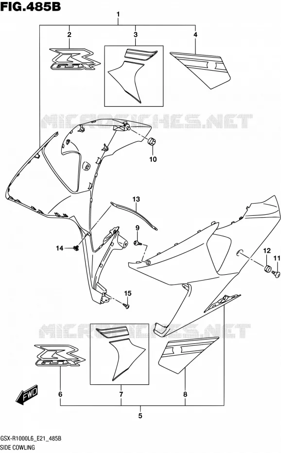 FLANCS DE CARENAGES (AJP,JSP) Suzuki MOTO 1000 GSX-R 2016  GSX-R1000AUF L6 (E21)