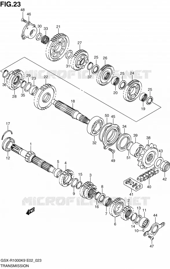 TRANSMISSION Suzuki MOTO 1000 GSX-R 2010  GSX-R1000 L0/GSX-R1000Z L0 (E02,E14,E19,E24,E51,P37)
