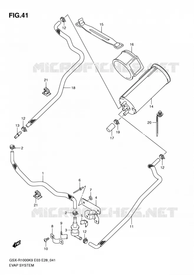 SYSTEME DE RECYCLAGE DES VAPEURS DE CARBURANT (E33) Suzuki MOTO 1000 GSX-R 2010  GSX-R1000 L0/GSX-R1000Z L0 (E03,E28,E33)