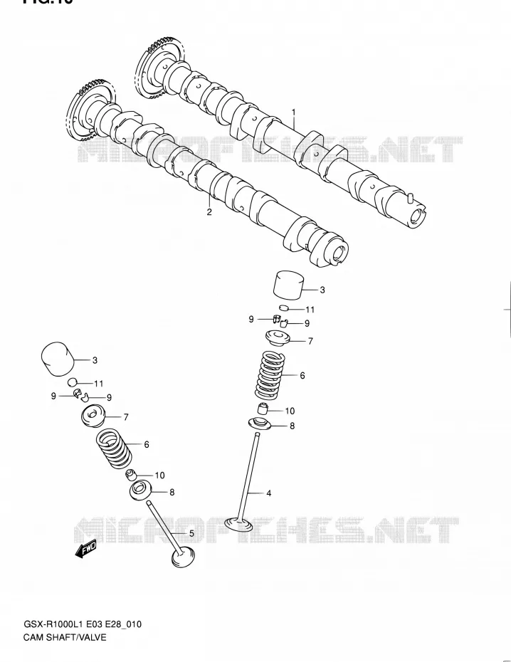 ARBRE A CAMES - VALVE Suzuki MOTO 1000 GSX-R 2011  GSX-R1000 L1 (E03,E28,E33)