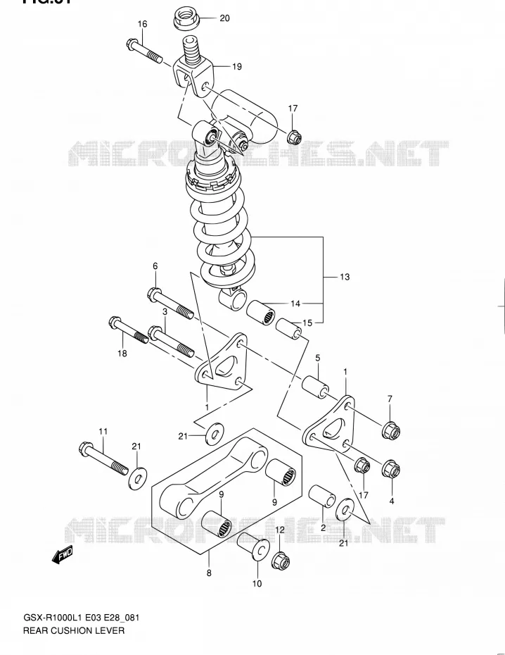 BIELLETTE D'AMORTISSEUR (GSX-R1000L1 E33) Suzuki MOTO 1000 GSX-R 2011  GSX-R1000 L1 (E03,E28,E33)