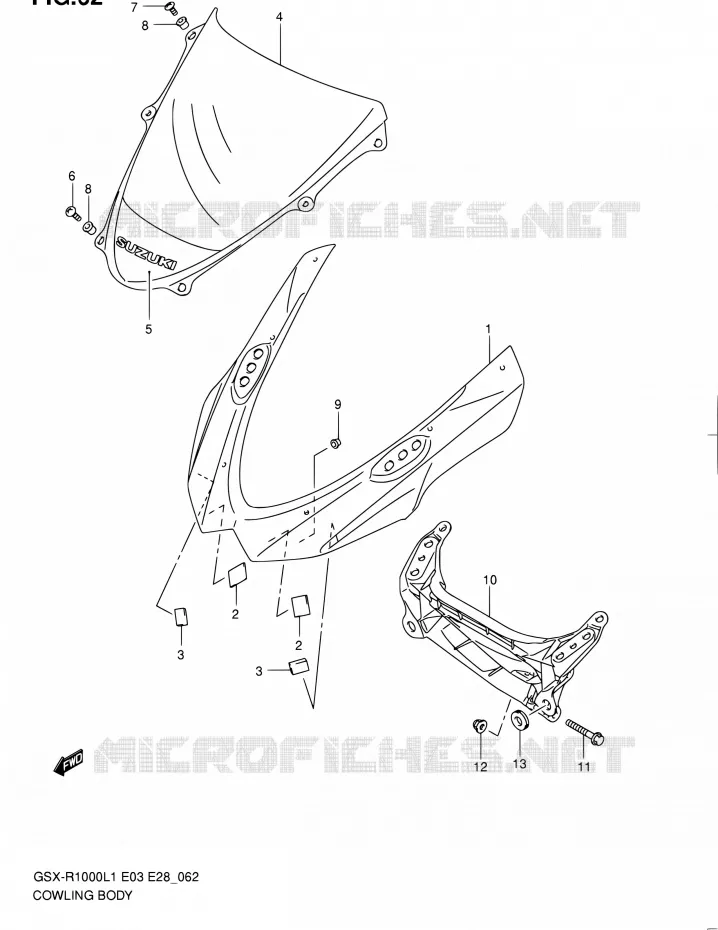 CARENAGES - ETIQUETTES Suzuki MOTO 1000 GSX-R 2011  GSX-R1000 L1 (E03,E28,E33)