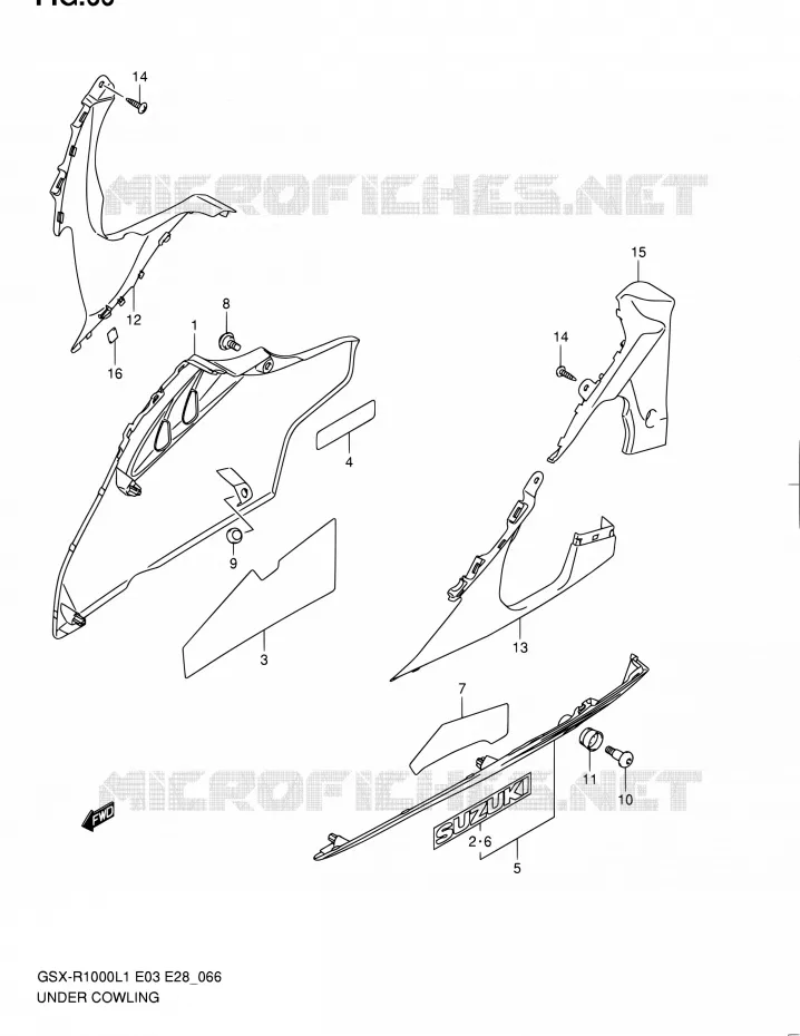 CARENAGES INFERIEUR (FLANCS) Suzuki MOTO 1000 GSX-R 2011  GSX-R1000 L1 (E03,E28,E33)