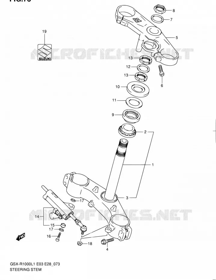 COLONNE DE DIRECTION Suzuki MOTO 1000 GSX-R 2011  GSX-R1000 L1 (E03,E28,E33)