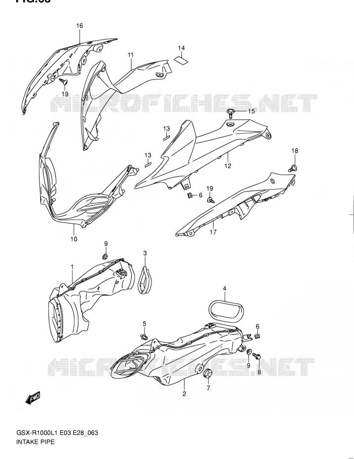 CONDUIT D'ADMISSION Suzuki MOTO 1000 GSX-R 2011  GSX-R1000 L1 (E03,E28,E33)