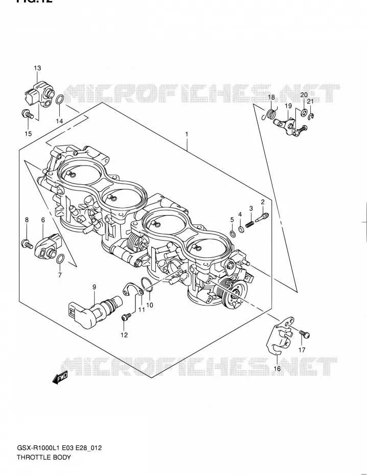 CORPS DE PAPILLON (GSX-R1000L1 E28) Suzuki MOTO 1000 GSX-R 2011  GSX-R1000 L1 (E03,E28,E33)