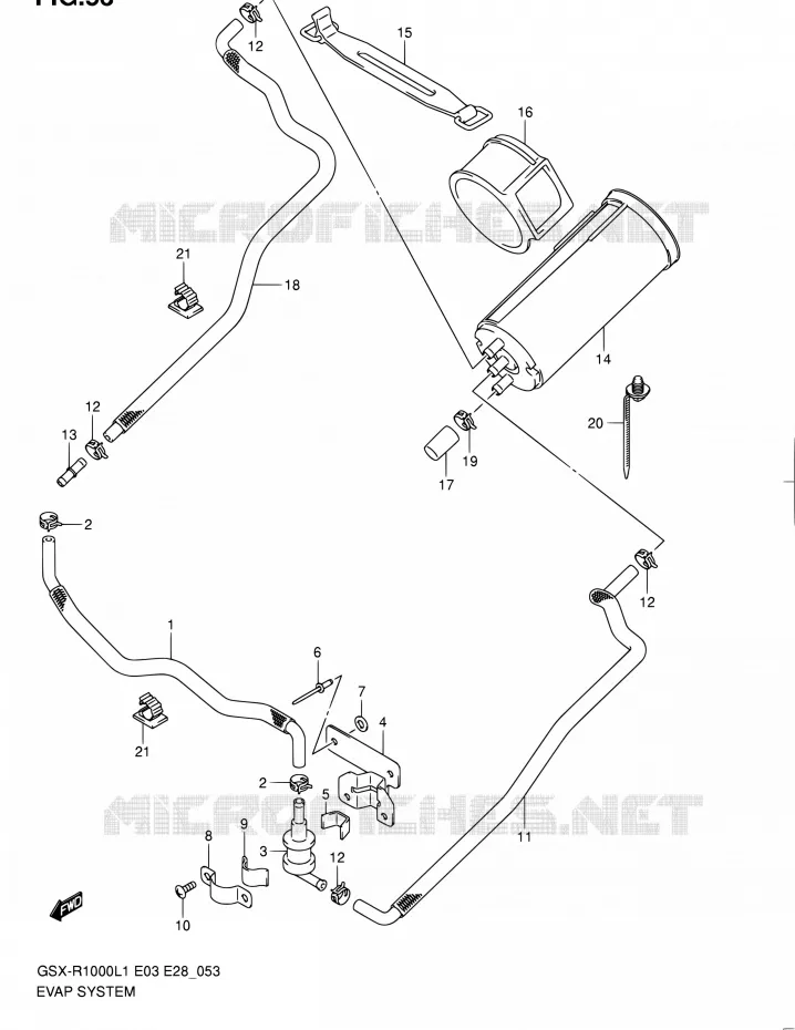 SYSTÈME DE RECYCLAGE VAPEURS CARBURANT (GSX-R1000L1 E33) Suzuki MOTO 1000 GSX-R 2011  GSX-R1000 L1 (E03,E28,E33)